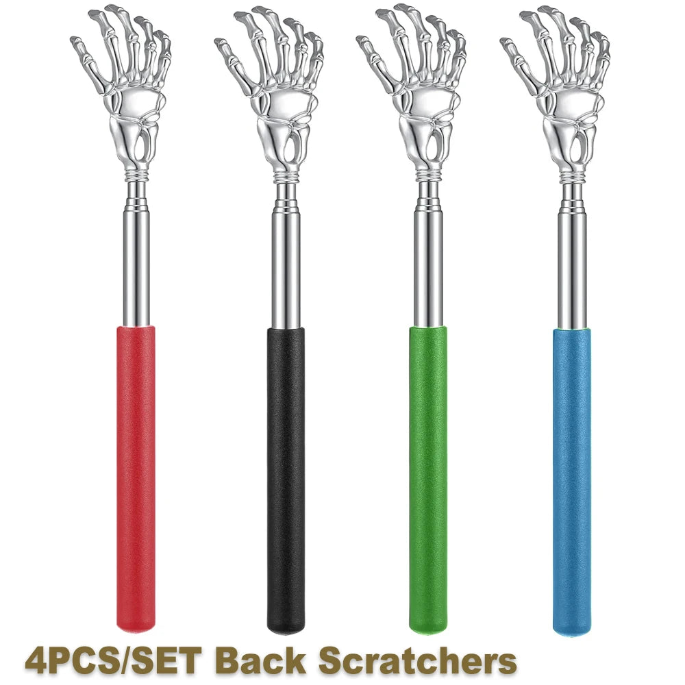 Gratte-dos extensible portable en acier inoxydable pour humains et animaux de compagnie. Masseur de dos extensible.