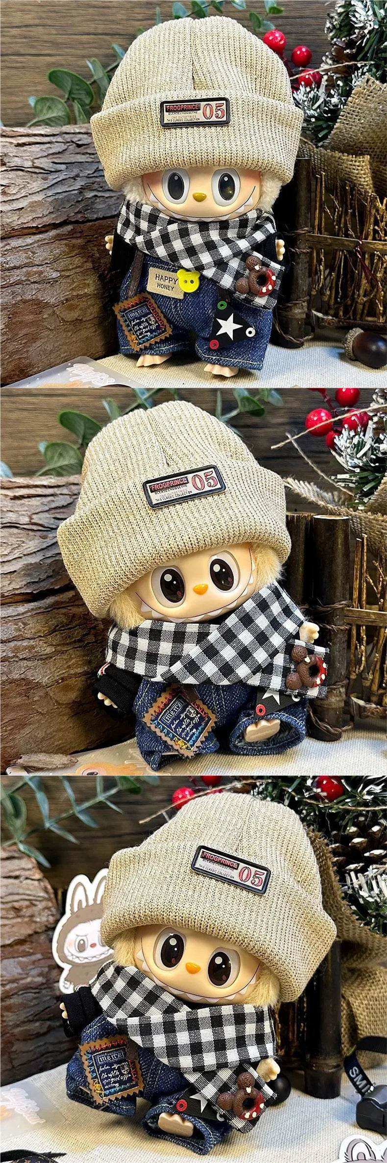 * Labubu  Second-Generation  Cool Hoodie Outfit With Hat  Character Doll Pendant Fashionable Clothing Accessories For Toys
