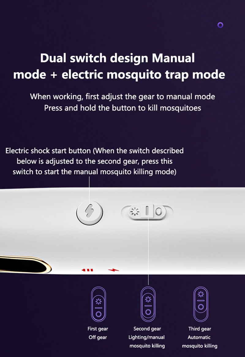 Xiaomi Purple Light Mosquito Swatter 3in1 Automatic Mosquito Trap 3000V Type-C Charging Household Electric Shock Mosquito Slayer