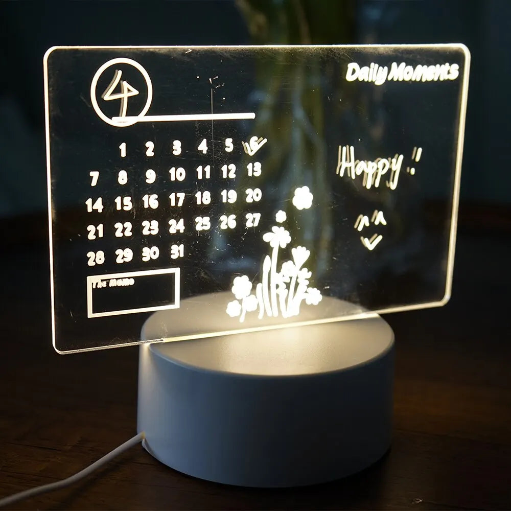 Veilleuse LED créative avec panneau de notes, USB, réinscriptible, lumière douce et chaude, idéale pour les enfants et les petites amies