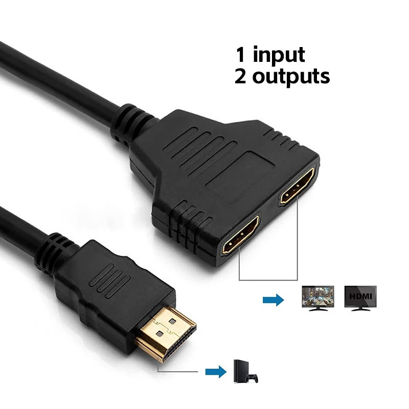 HDTV 1 in 2 1080P HD Splitter Adapter Male To 2 Female Head Adapter HDTV Male To Female Conversion Cable