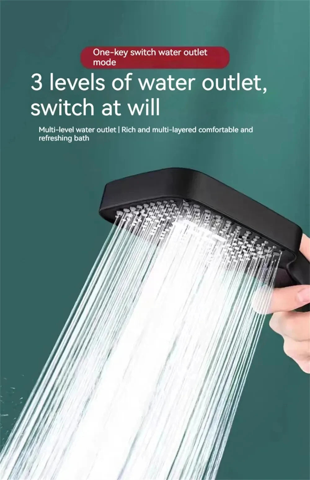 Adjustable Shower Head With 3 Modes Large Flow Shower Head High Pressure Water Saving Shower Faucet Bathroom Accessories