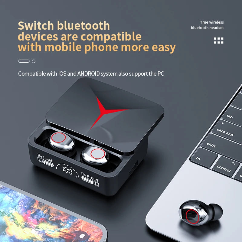 Nouveaux écouteurs Bluetooth 5.3 M90 Pro, casque sans fil à commande tactile, casque de jeu hi-fi stéréo à réduction de bruit avec micro