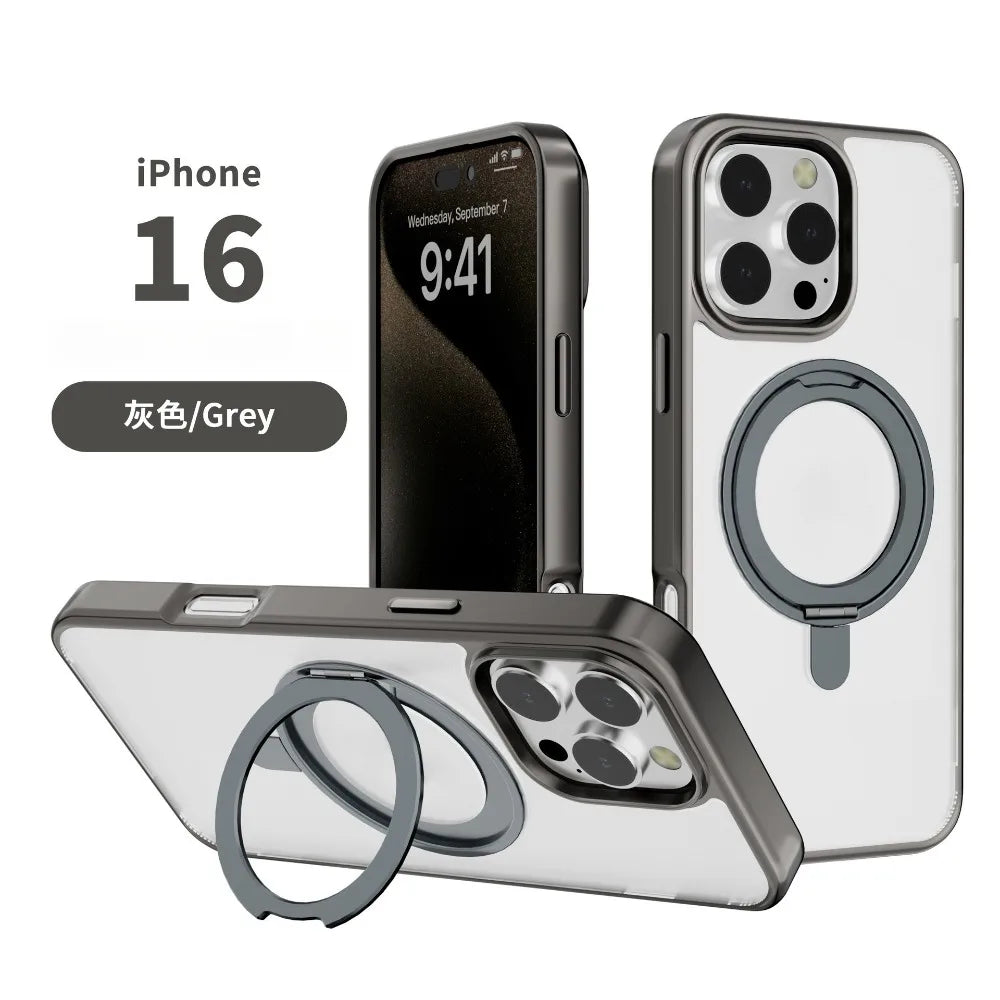 For IPhone 16 15 14 13 Pro Max Plus 360° Rotating Magnetic Stand Phone Case Anti-Drop Magnetic Shell 15-Pin Phone Case