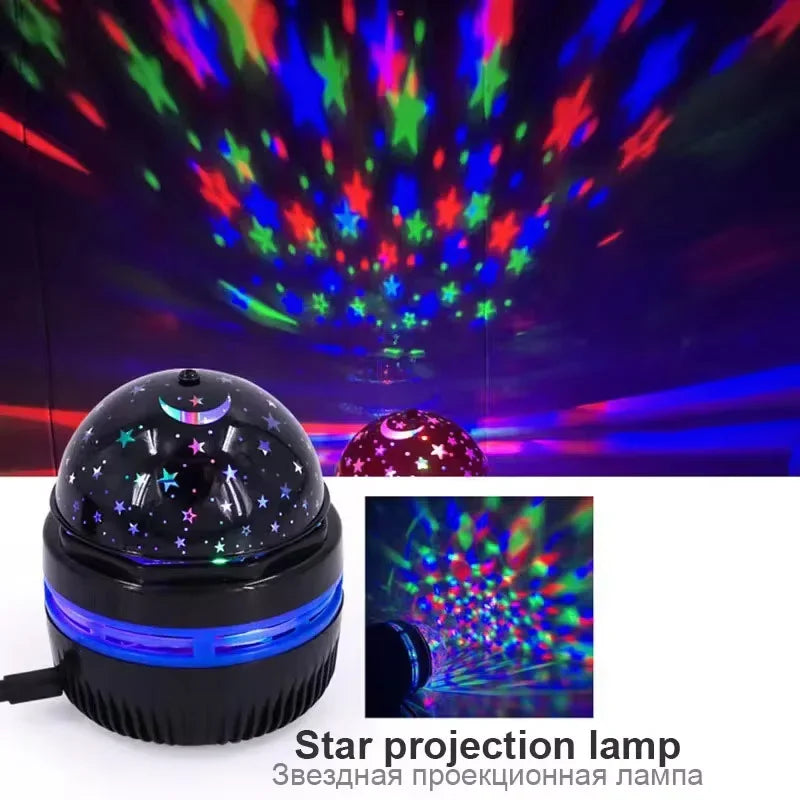 Projecteur LED rotatif USB avec ciel étoilé, boule magique, lune, étoile, lumières de Noël, décoration d'ambiance pour la maison