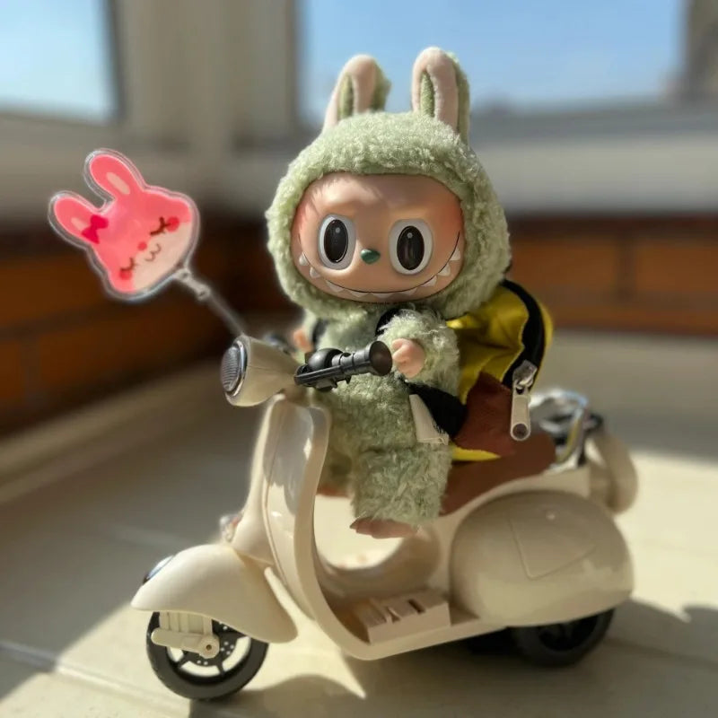 * Labubu Doll Mini Electric Motorcycle,labubu Doll Accessories, Fun Cute Doll Toys,With Lights and Music,DIY Kid Christmas Gift