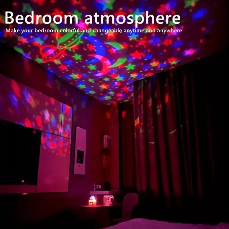 Projecteur LED rotatif USB avec ciel étoilé, boule magique, lune, étoile, lumières de Noël, décoration d'ambiance pour la maison