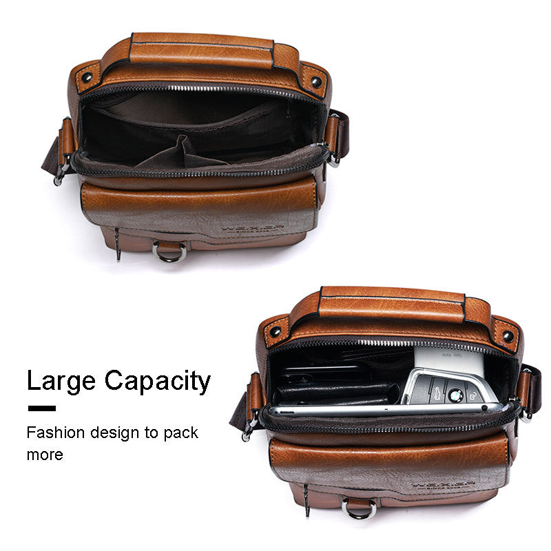 Men'S Vintage Crossbody Bag - Adjustable Strap, Multiple Compartments, Business Casual Shoulder Bag with "WEIXIER SINCE 2008" Branding, Black & Brown Options, Casual Crossbody | Vintage Crossbody | Adjustable Strap Bag