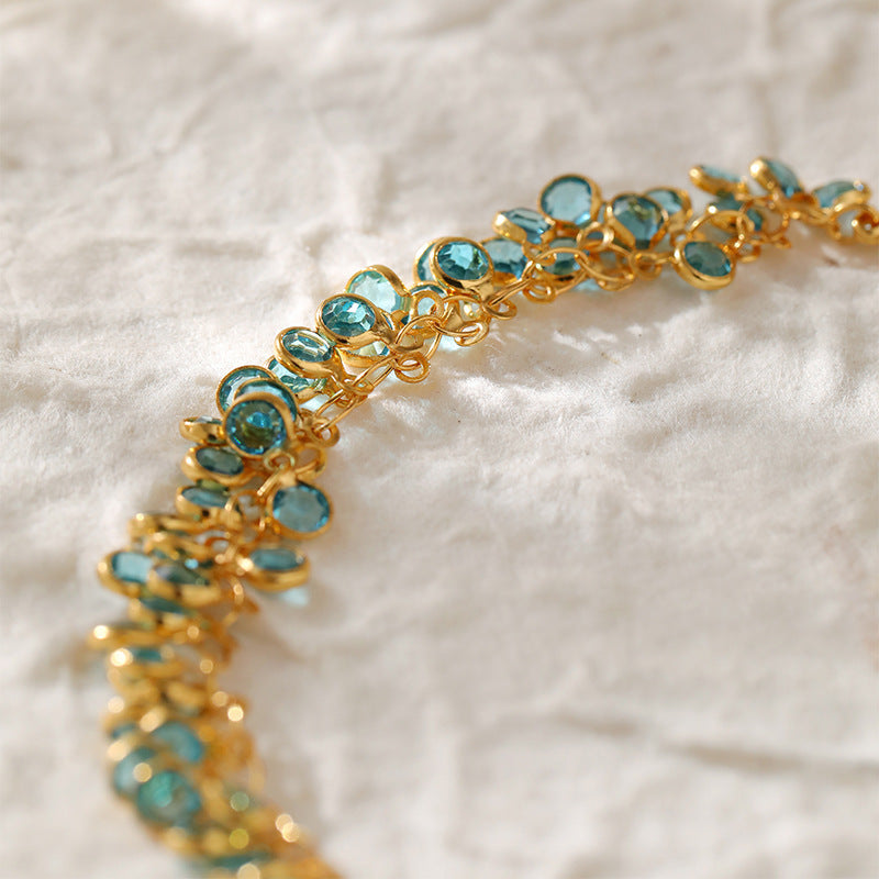 Bracelet multicouches en or véritable 18 carats plaqué cuivre pour femme