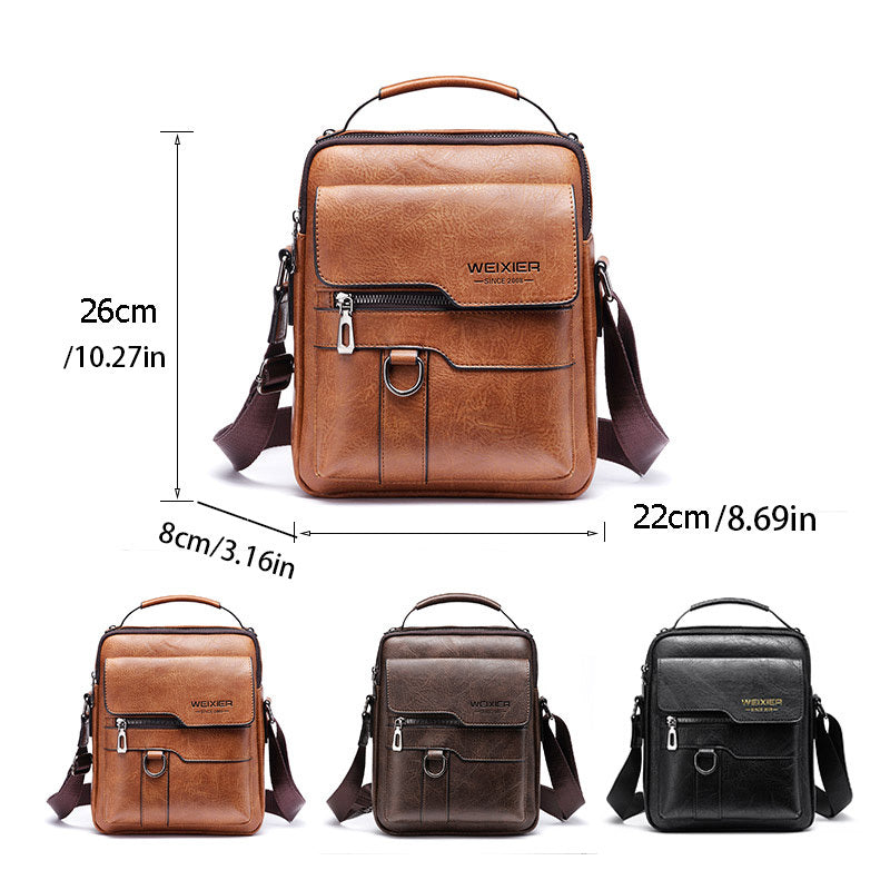 Men'S Vintage Crossbody Bag - Adjustable Strap, Multiple Compartments, Business Casual Shoulder Bag with "WEIXIER SINCE 2008" Branding, Black & Brown Options, Casual Crossbody | Vintage Crossbody | Adjustable Strap Bag