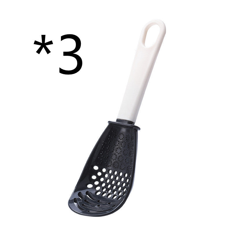 Cuillère à fente multifonctionnelle pour broyer et cuisiner, pour écraser les aliments auxiliaires, le gingembre, l'ail, les pommes de terre, les sautés, les spatules, les ustensiles de cuisine